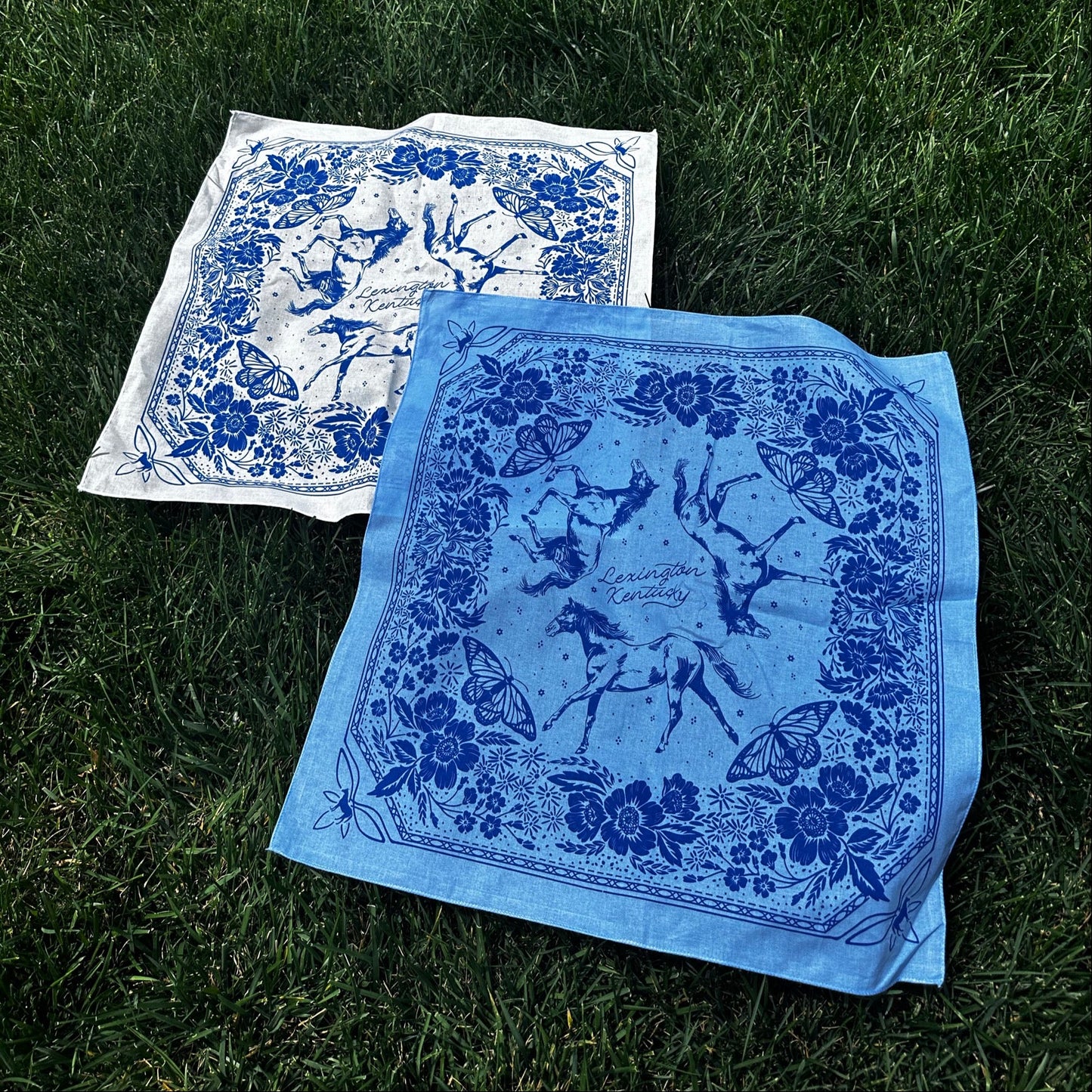 Butterfly & Blue Horse Bandana