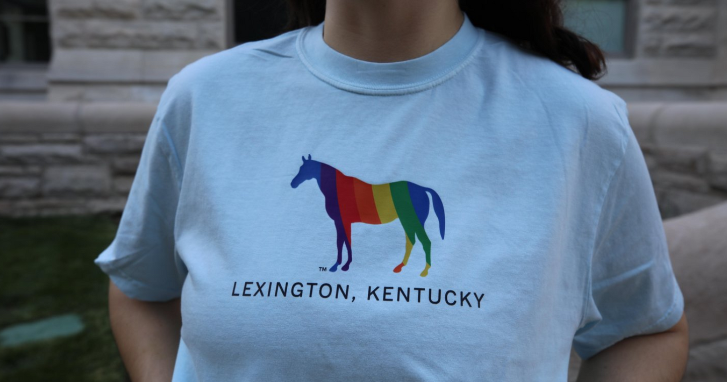 Rainbow Horse Blue Shirt