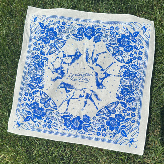 Butterfly & Blue Horse Bandana
